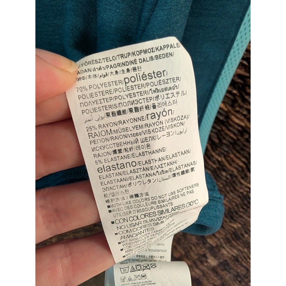 Under Armour Featherweight Fleece Funnel Neck Sweatshirt Women's Small Aqua Mesh - Picture 7 of 8